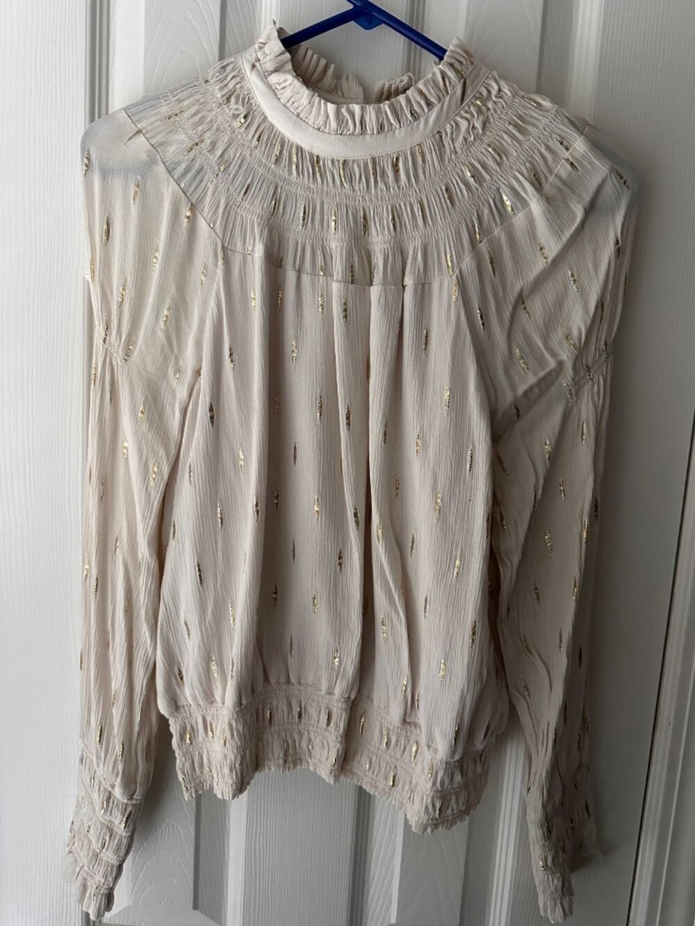 RyeGrass cream and gold long sleeve blouse